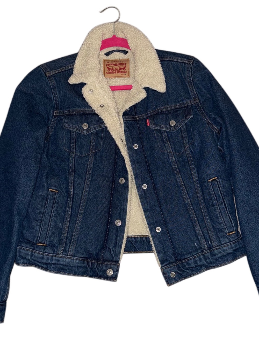 Levi's Dark Blue Denim Sherpa Jacket with Cream Lining
